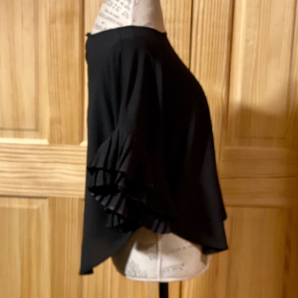 Cleo black pleated fancy sleeves black top shirt M​ - Picture 6 of 11